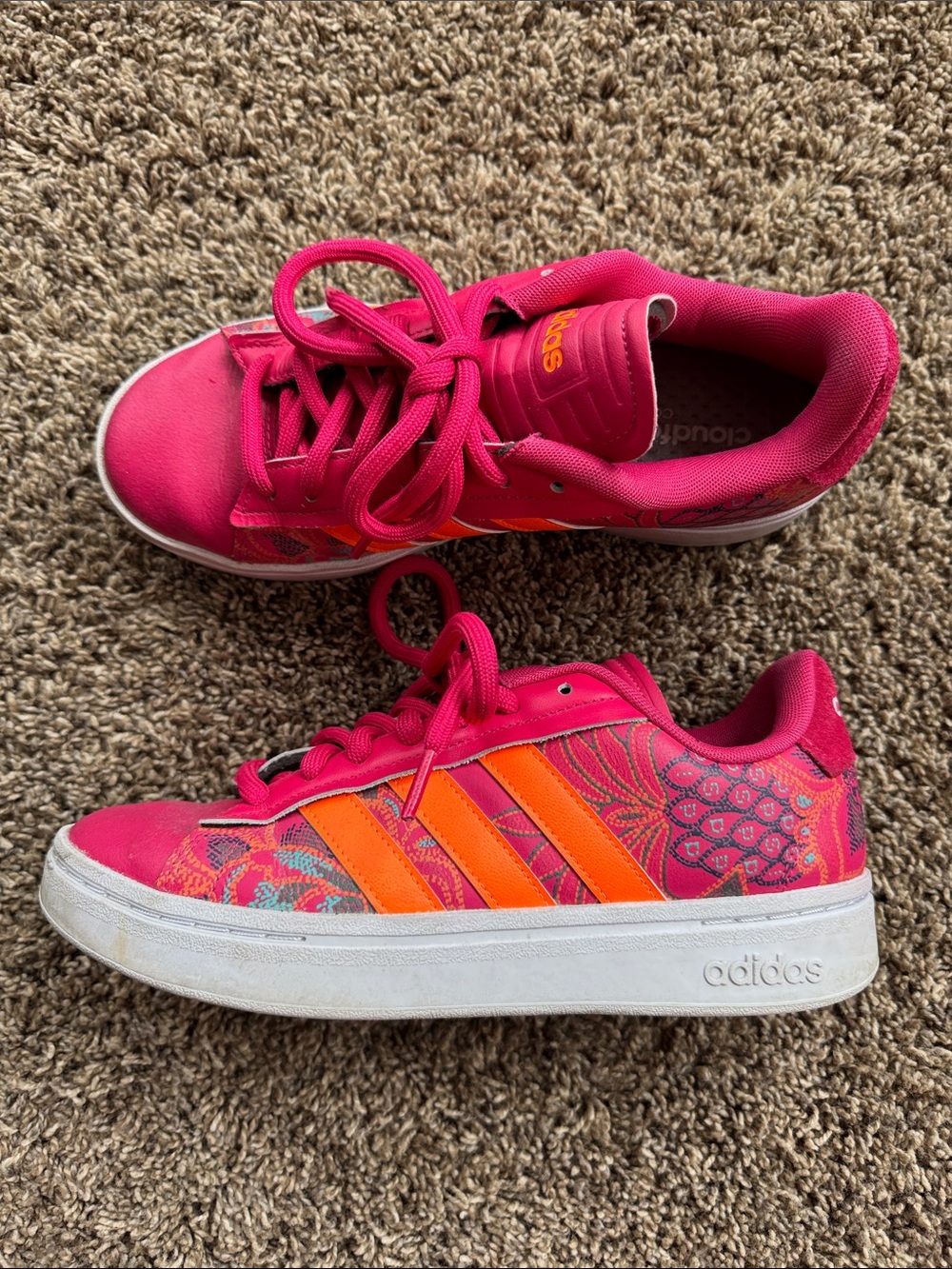 adidas Women’s Hot Pink & Bright Orange Patterned Sneakers